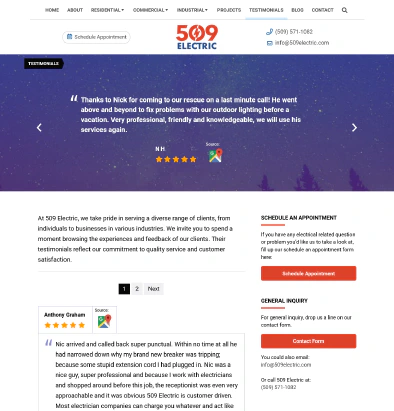 Testimonials page