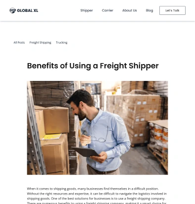 A blog post page template